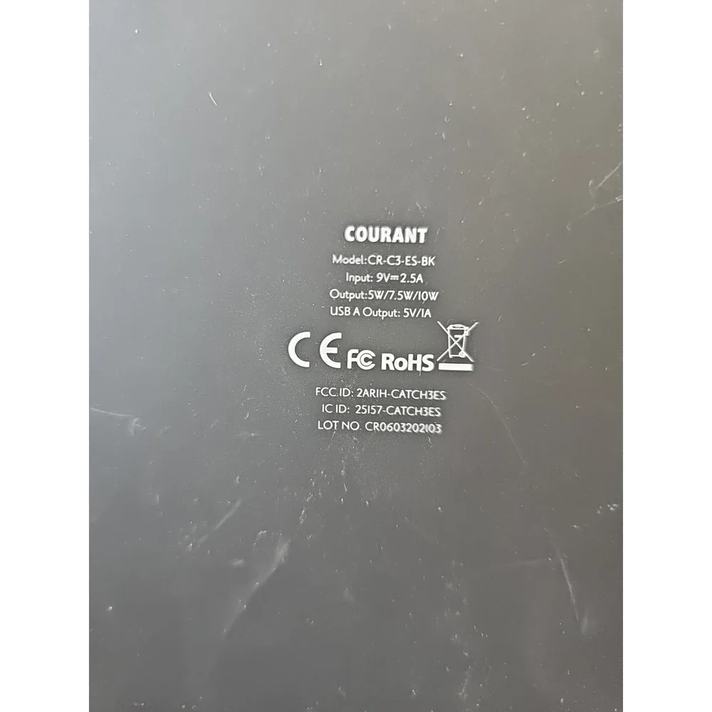 Courant‎ Catch 3 Classics Tray Wireless Charger Matte Black Linen Missing Cord